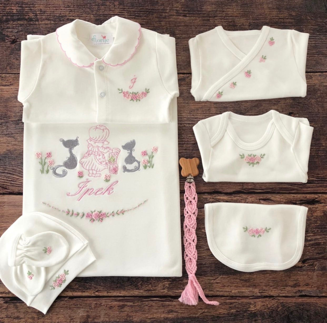 Kedili Sevimli Bebek Hastane Çıkış Seti