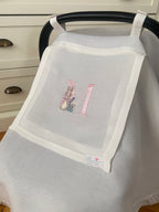 Tavşan Peter Rabbit Harf İşlemeli Keten Puset Örtüsü