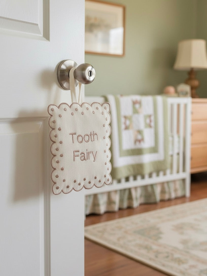 Personalized Linen Tooth Fairy Door Pillow | Tooth Fairy Pillow