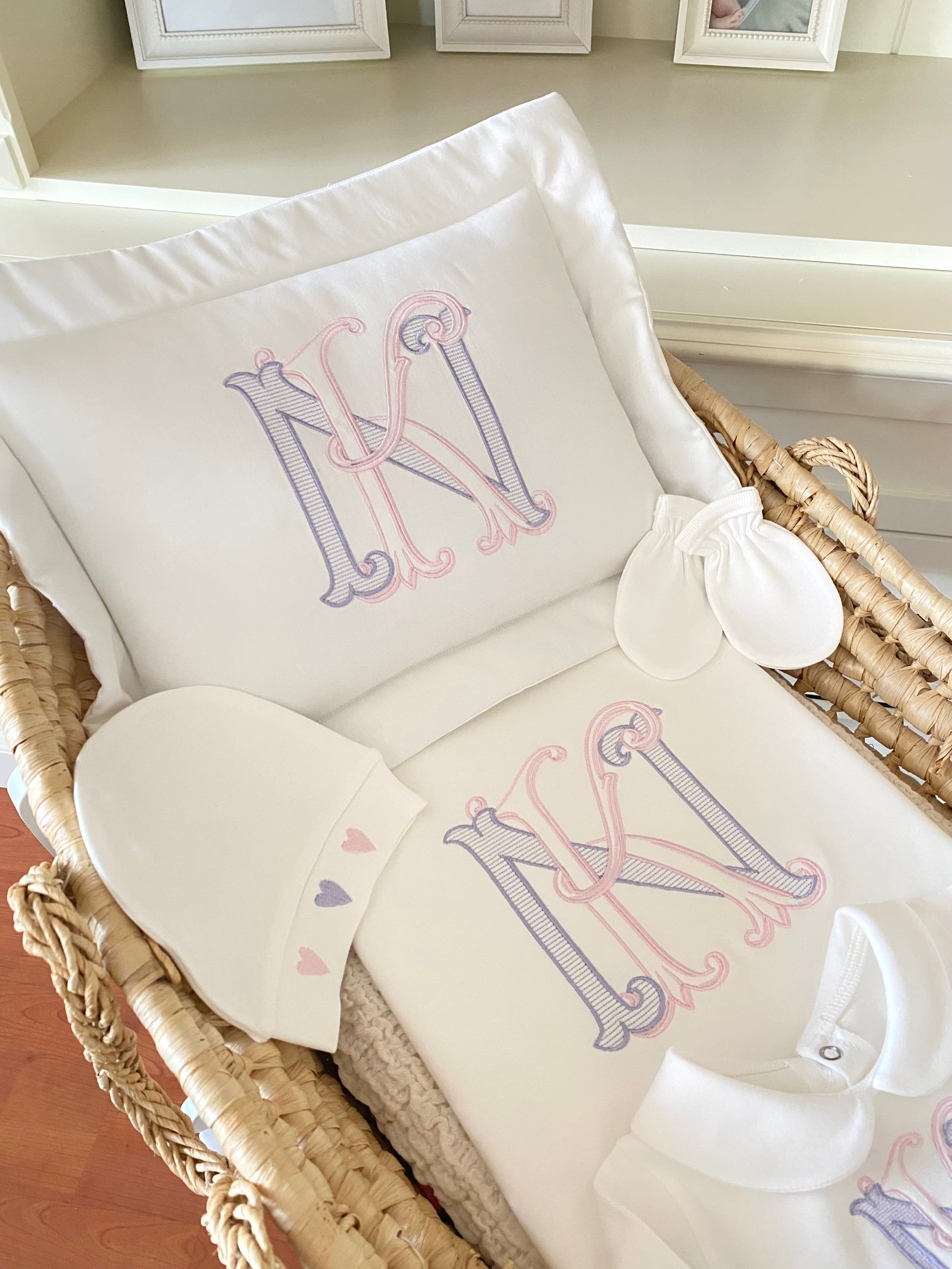 Monogram Nakışlı Hastane Çıkışı Seti