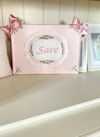 Rococo Embroidered Personalized Fabric Door Decoration | Named Baby Room Decor