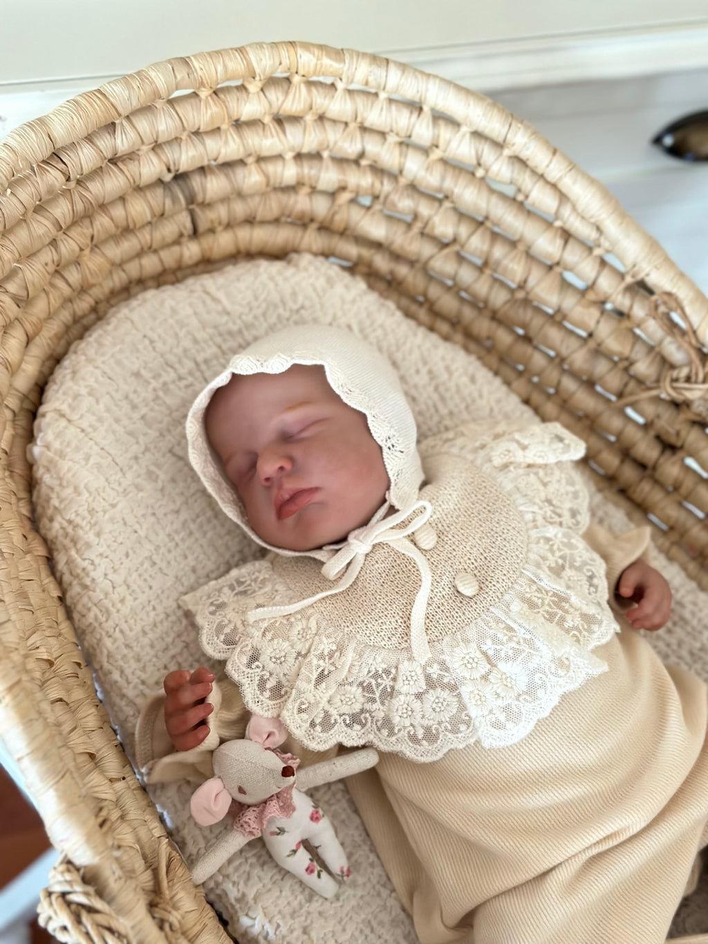 Salmon Wide Lace Detailed Baby Girl Romper