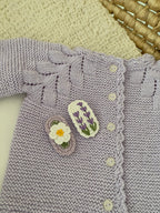 Örgü Lavanta Çiçekli Saçsız Bebek Tokası