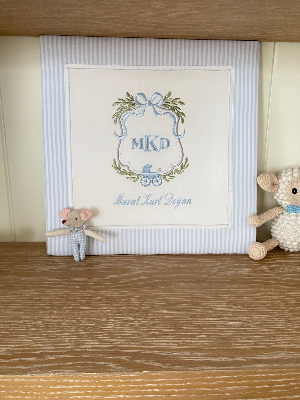 Rococo Embroidered Personalized Fabric Door Decoration | Named Baby Room Decor