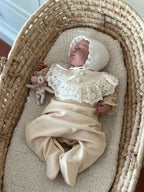 Salmon Wide Lace Detailed Baby Girl Romper