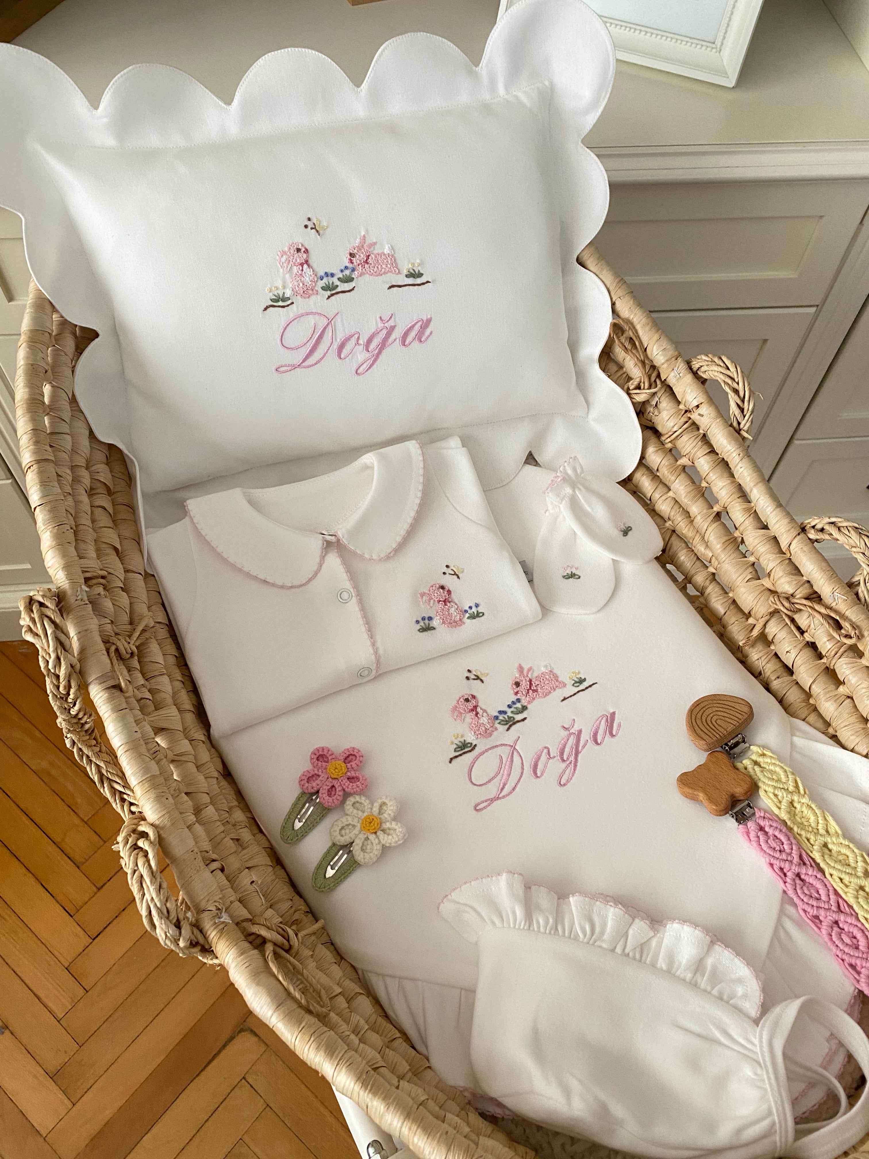 Örgü Papatya Çiçekli Bebek Saç Tokası