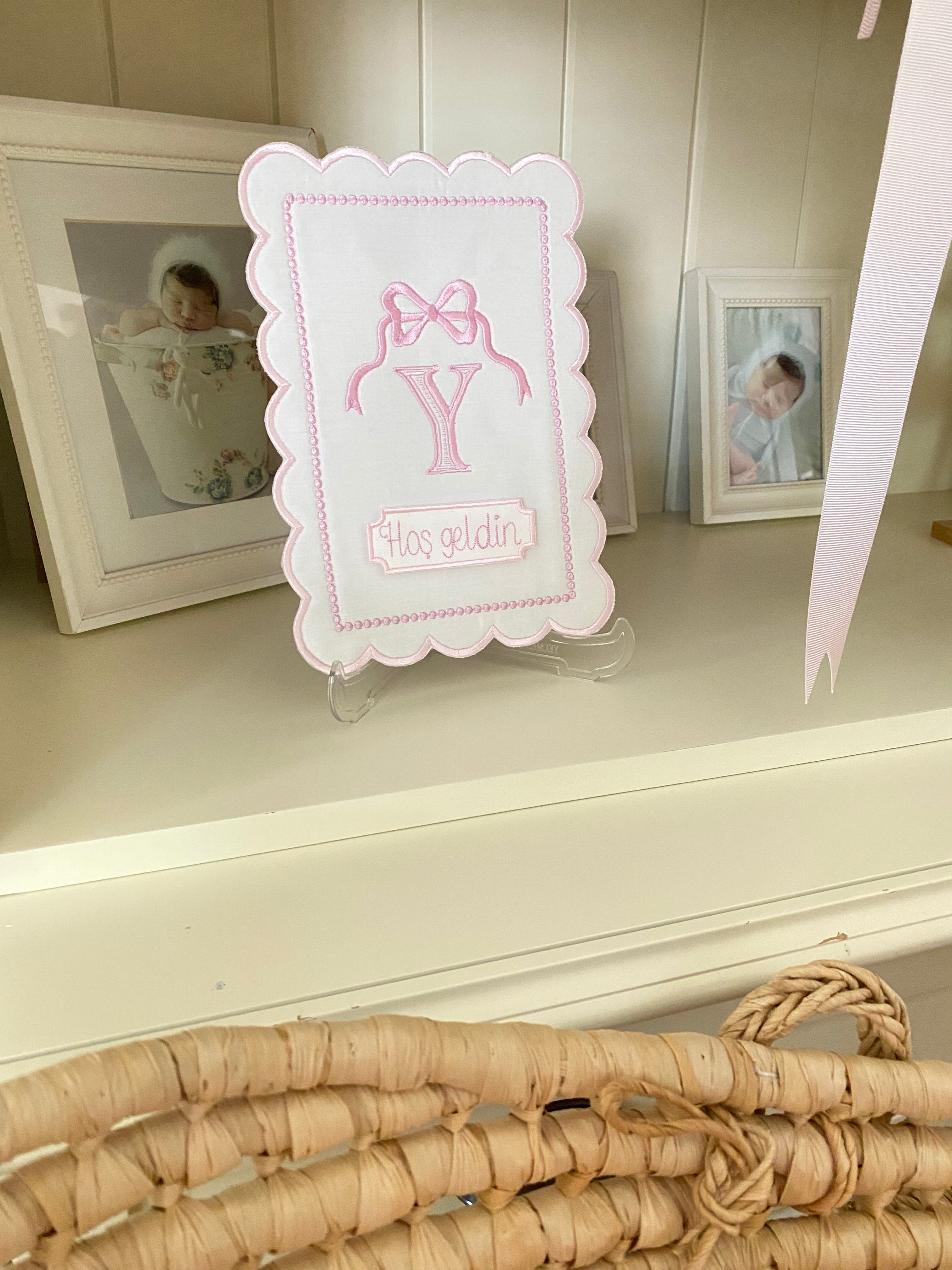 Kişiye Özel Aylık Nakışlı Bebek Kartı Seti Kız Bebek