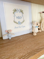 Rococo Embroidered Personalized Fabric Door Decoration | Named Baby Room Decor