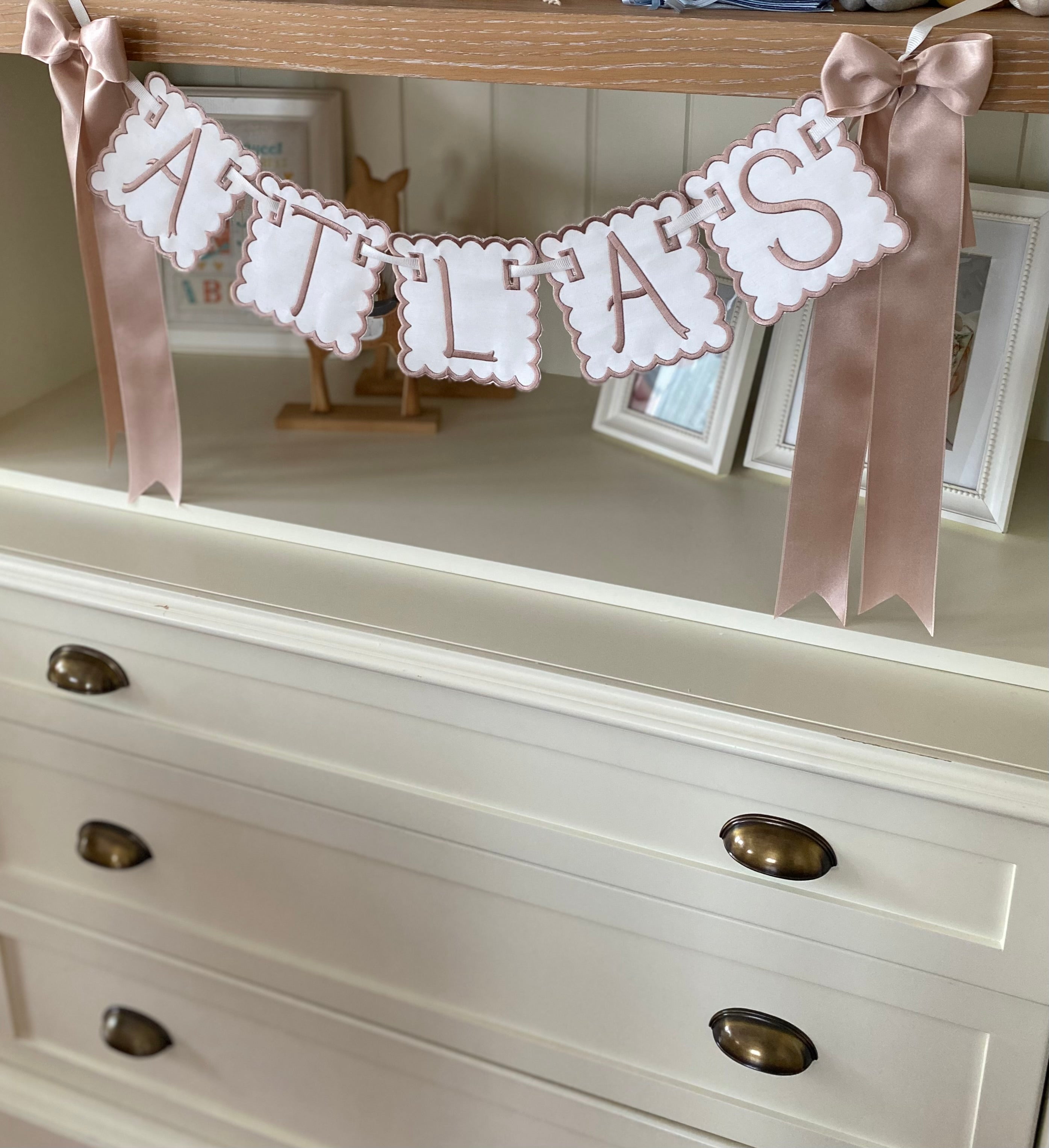 Personalized Machine Embroidered Baby Banner | Pennant | Door Decoration