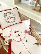 Cherry Organic Newborn Set – Red Crochet Edge Detail