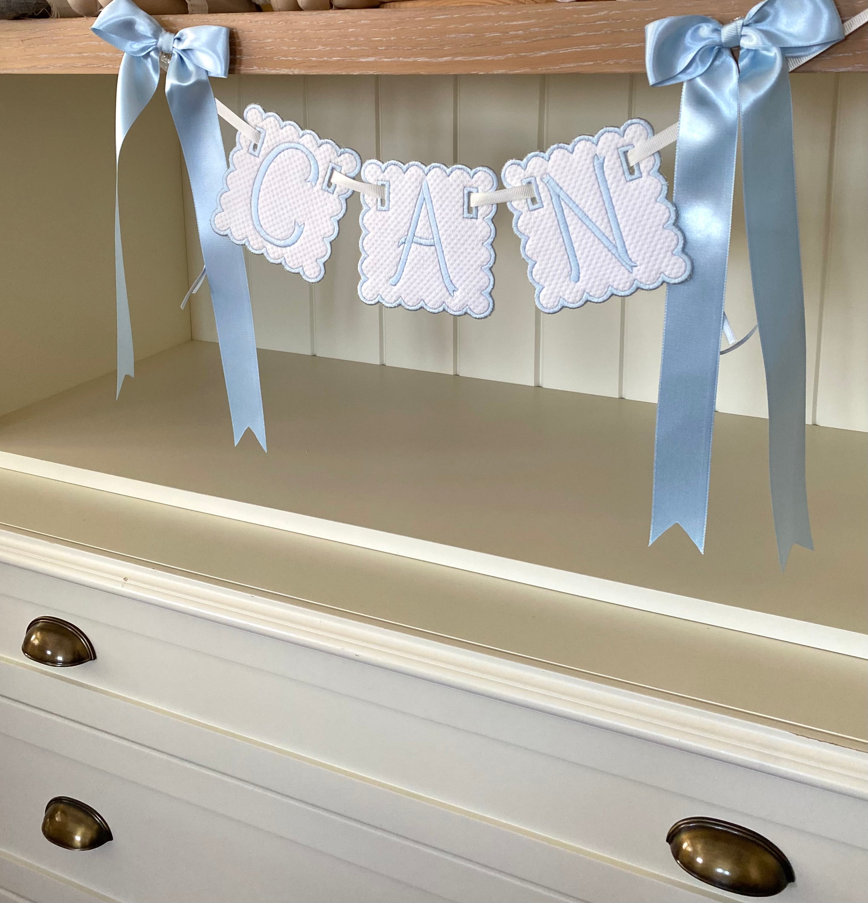 Personalized Machine Embroidered Baby Banner | Pennant | Door Decoration