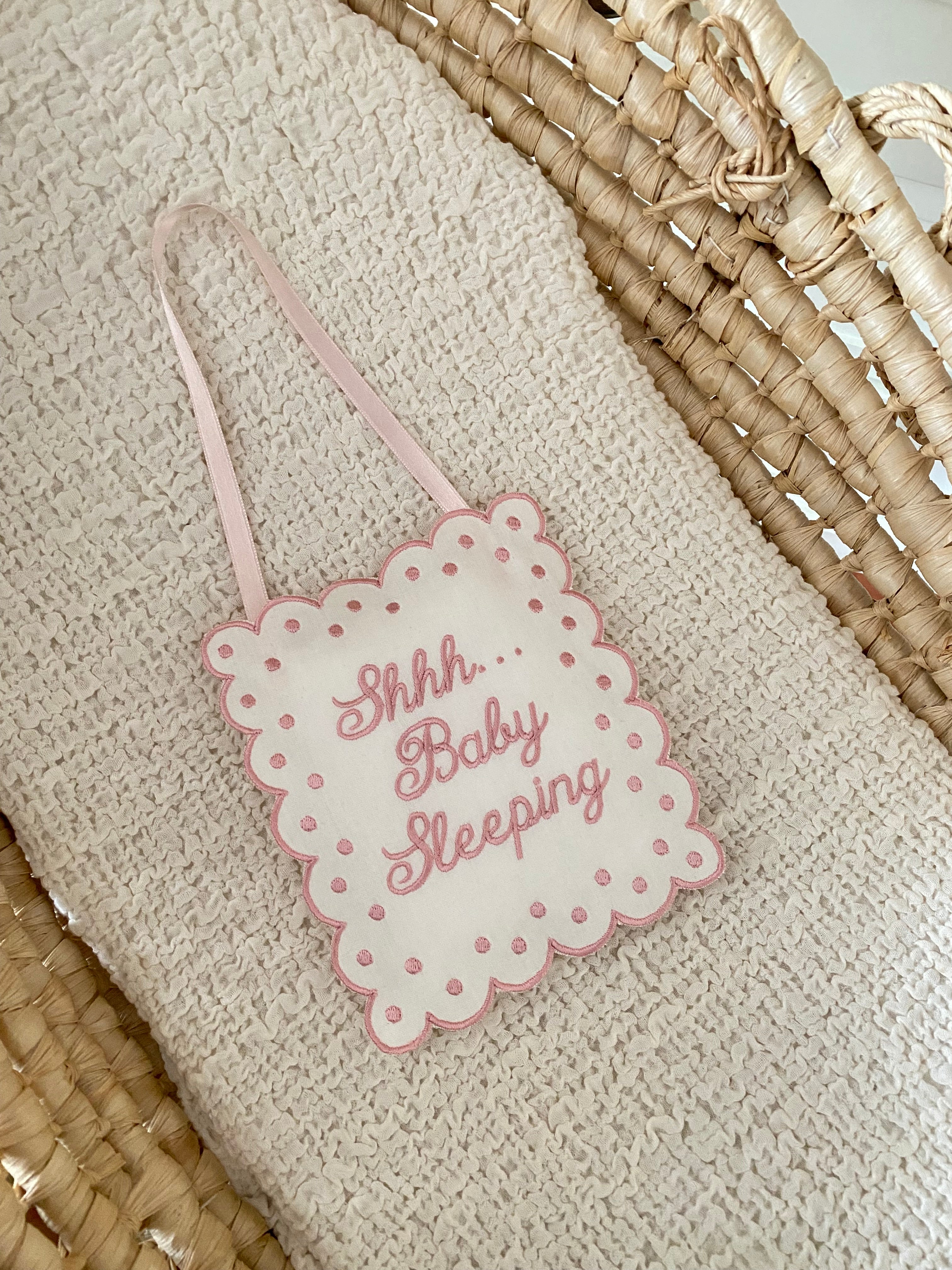 Kişiye Özel Keten “Baby Sleeping” Kapı Yastığı