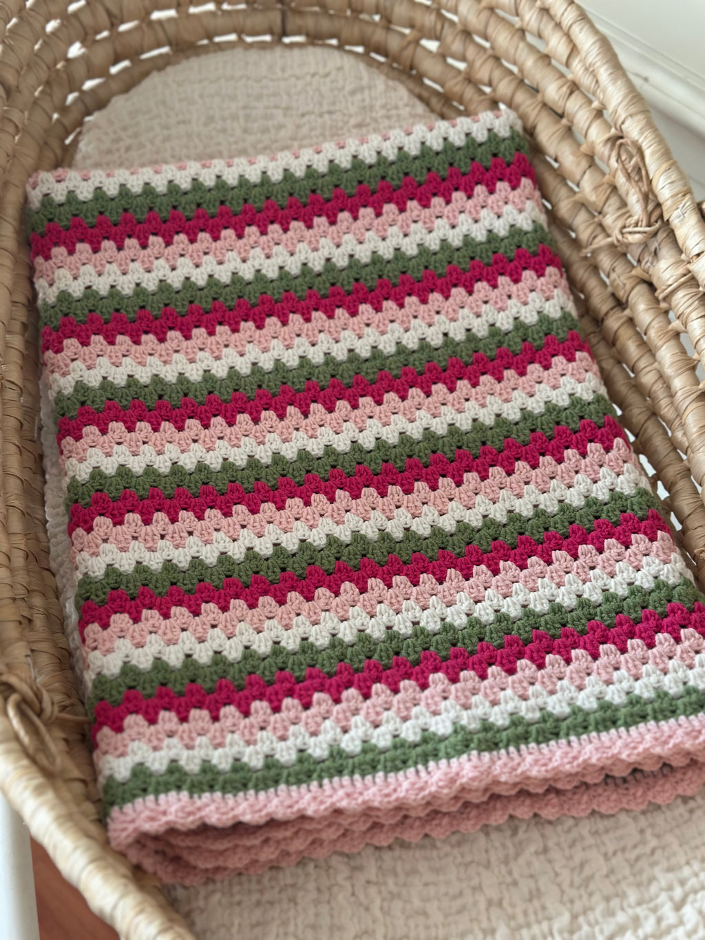 El Örgüsü Renkli Bebek Battaniyesi Pembe Tonları