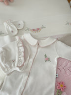 Spring Flowers Organic Newborn Set – Pink Crochet Detail