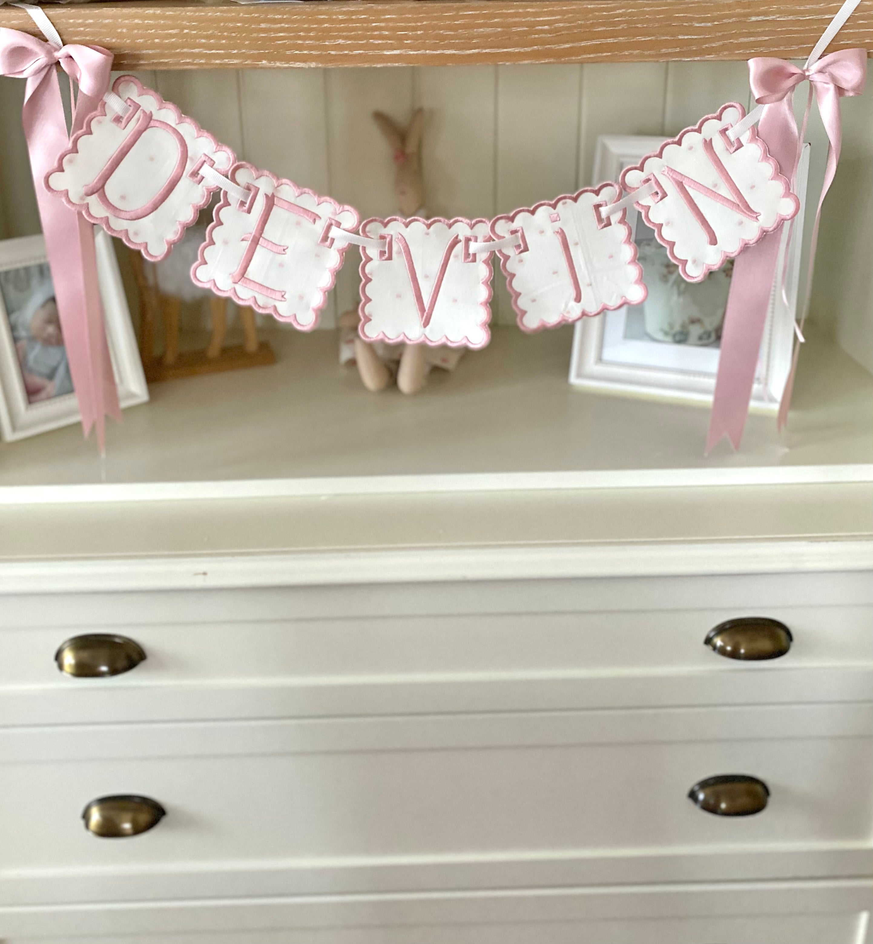 İsme Özel Makine Nakışlı Bebek Banner | Flama | Kapı Süsü