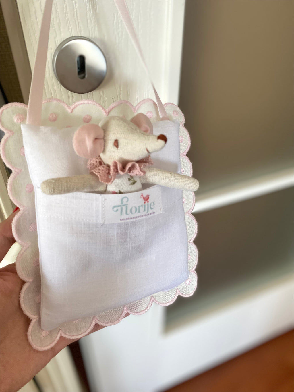 Personalized Linen Tooth Fairy Door Pillow | Tooth Fairy Pillow