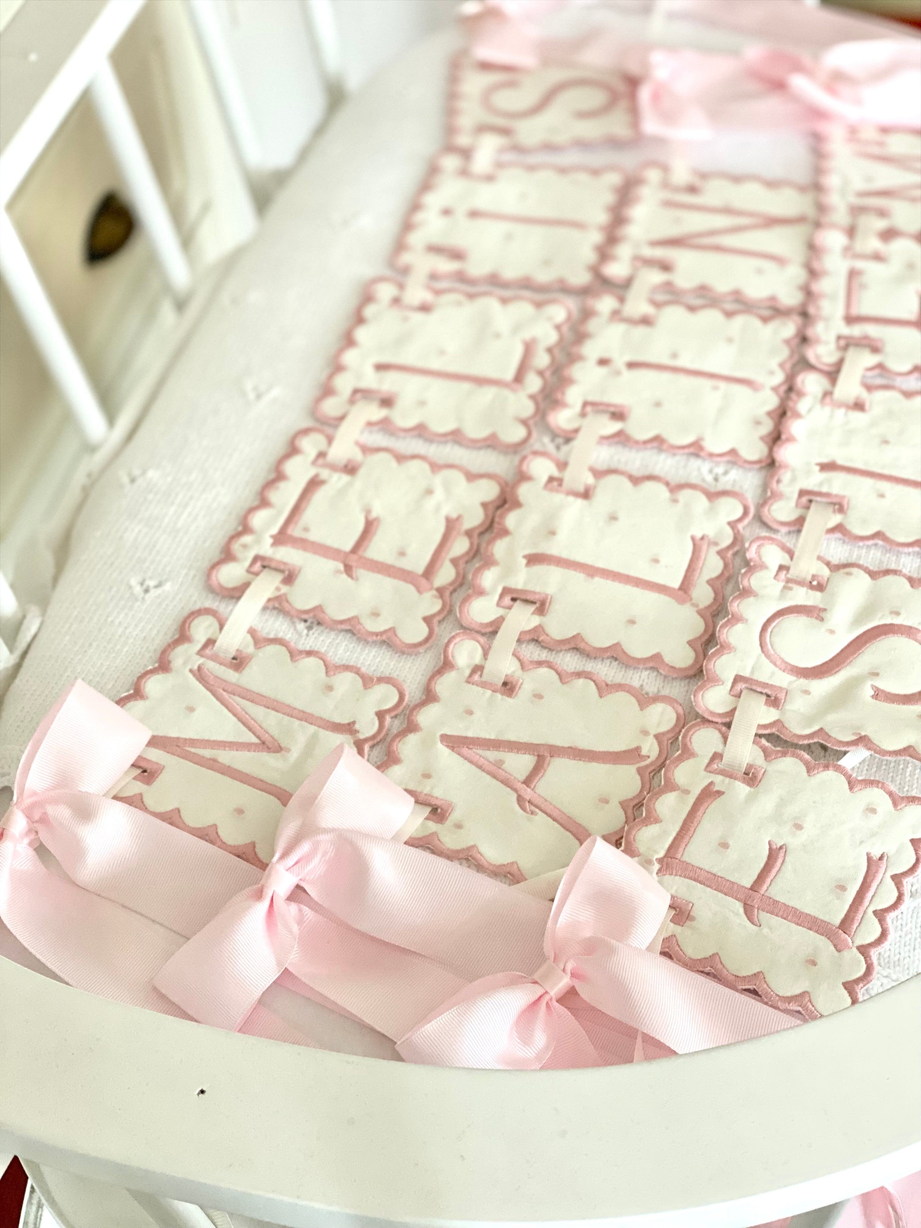 Personalized Machine Embroidered Baby Banner | Pennant | Door Decoration