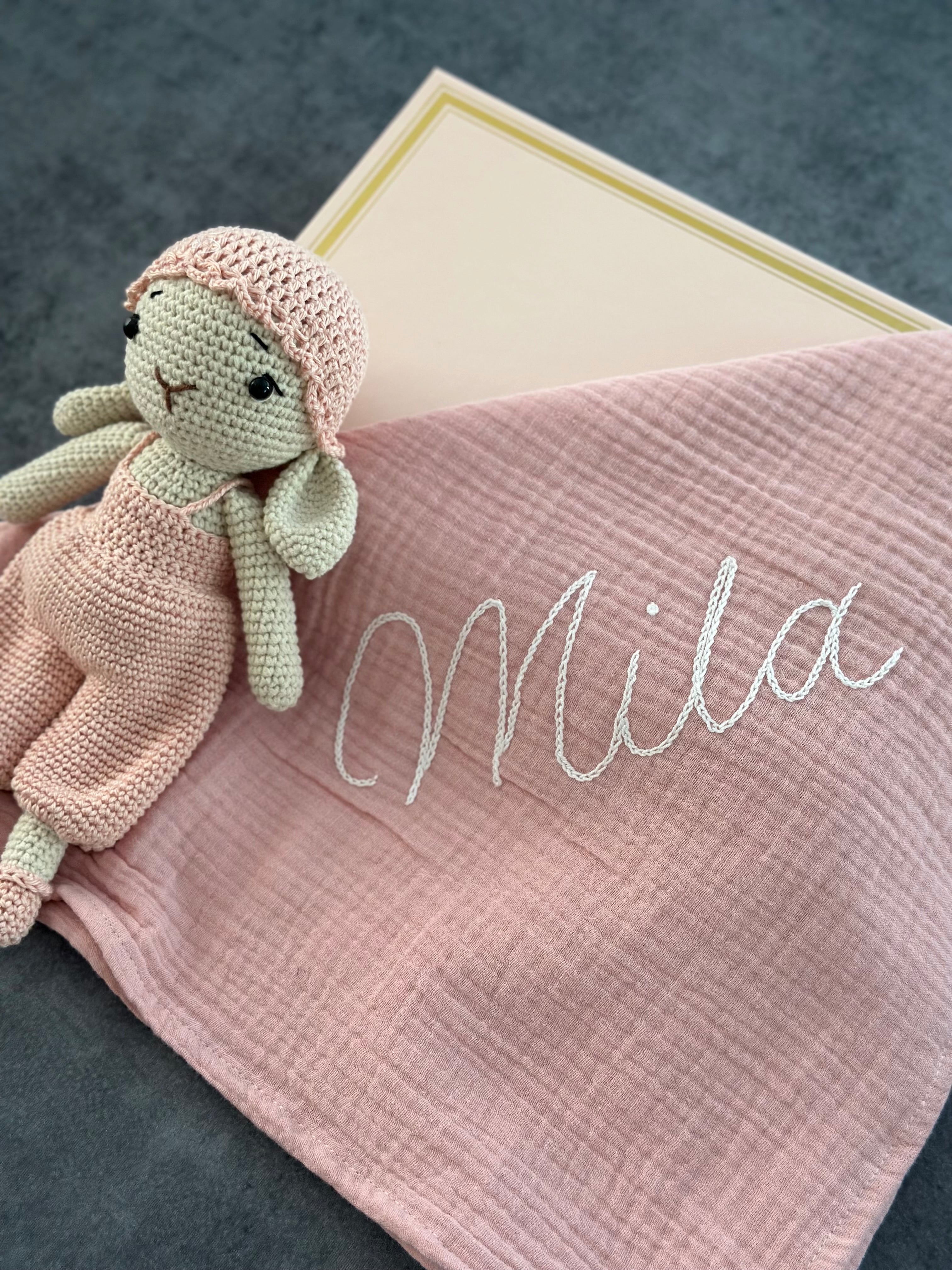 İsme Özel Müslin Battaniye Pembe