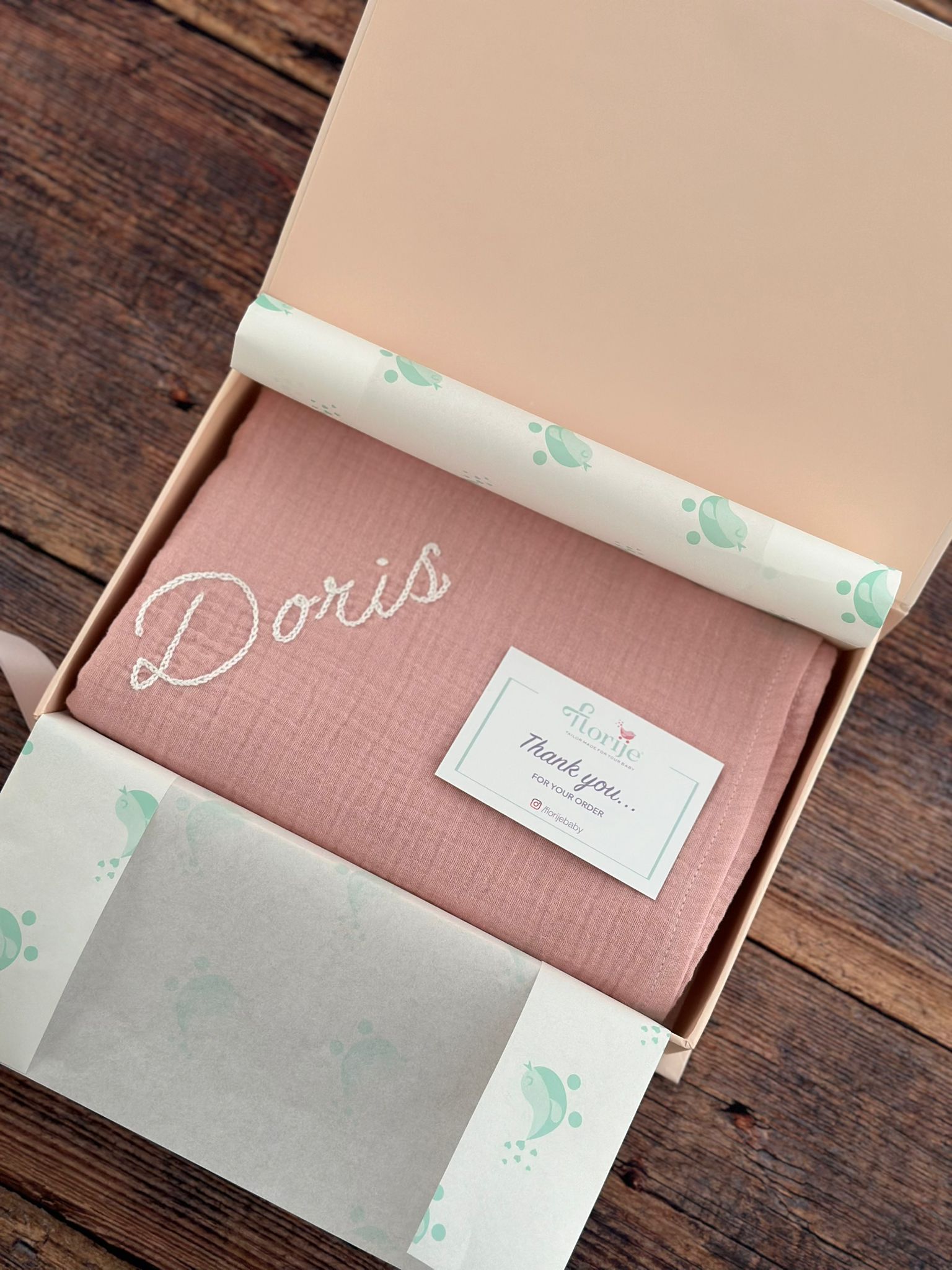 İsme Özel Müslin Battaniye Pembe