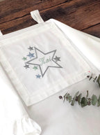 Keten Puset Örtüsü Yıldızlı Gri/Mavi