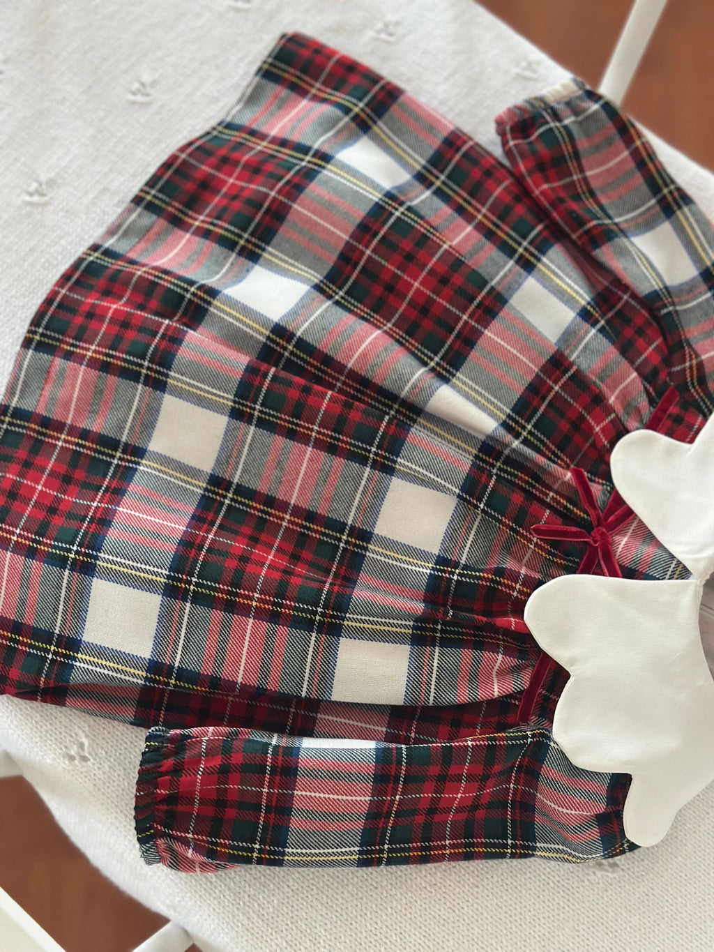 Lora– Red Plaid Baby Girl Dress | Elegant New Year's Dress with Baby Collar Detail 6-24 Months