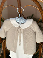 Önden Bağlamalı El Örgüsü Bebek Hırka Şapka Seti