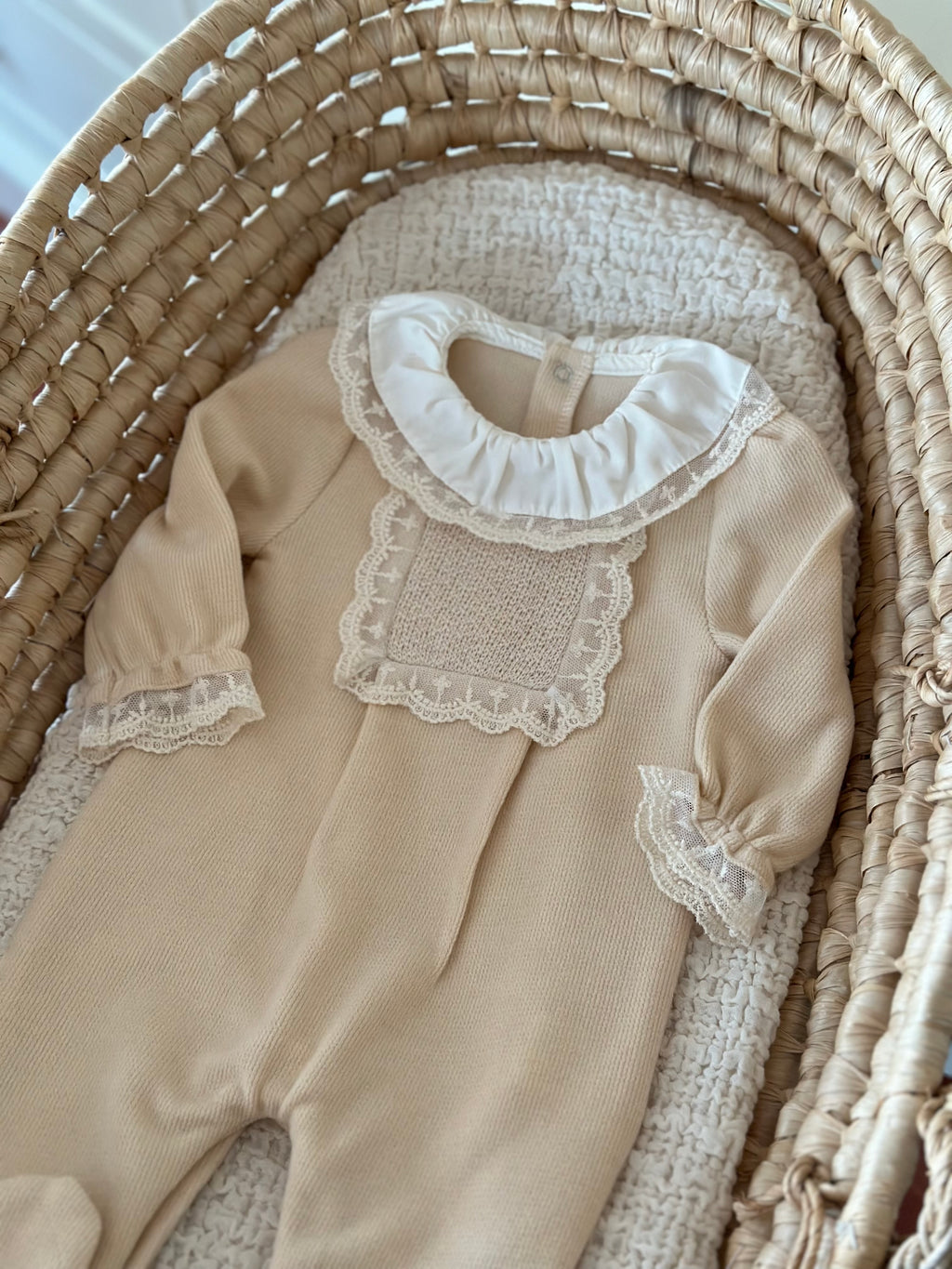 Lace Baby Girl Jumpsuit – Powder &amp; Salmon