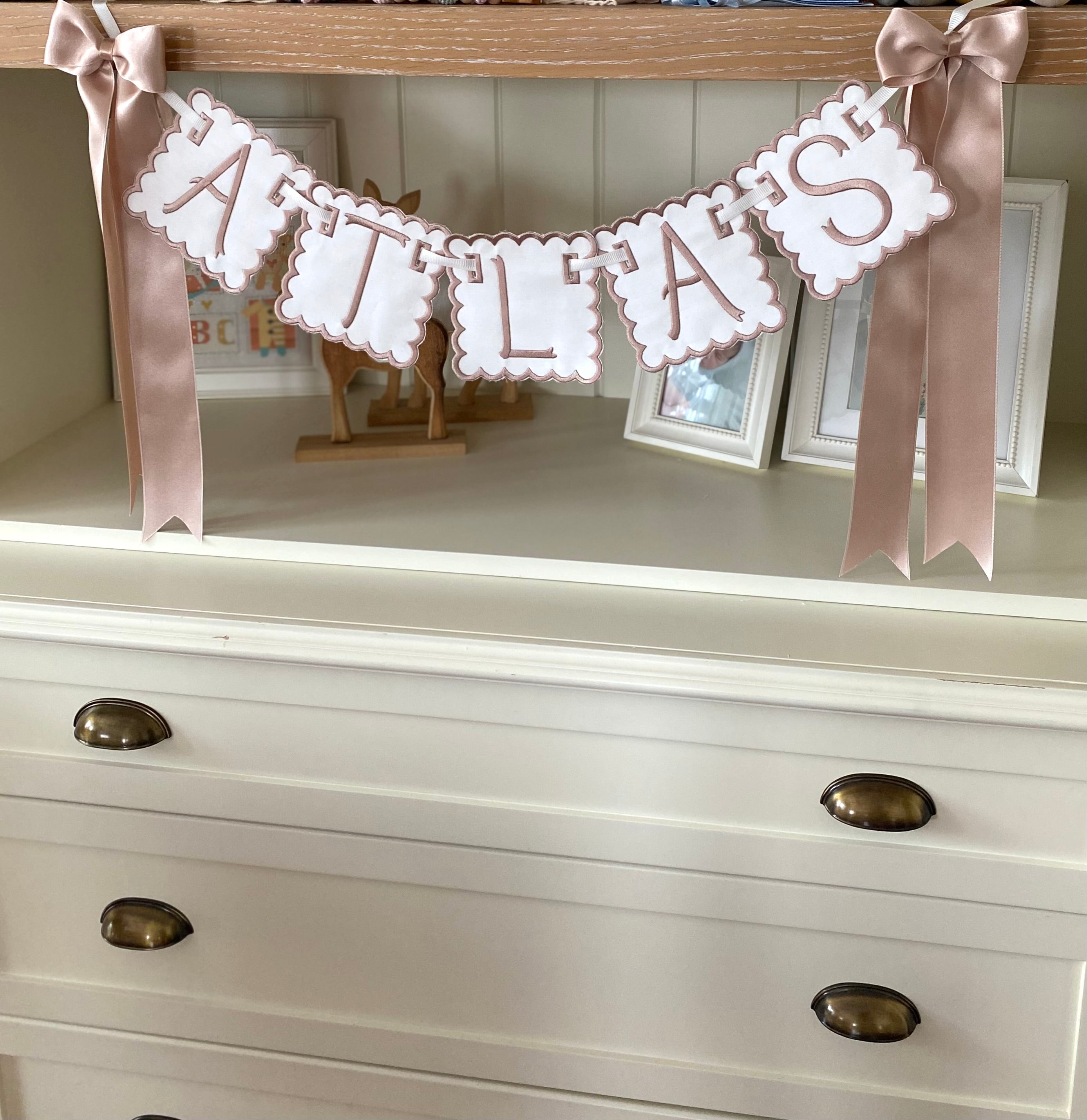 Personalized Machine Embroidered Baby Banner | Pennant | Door Decoration