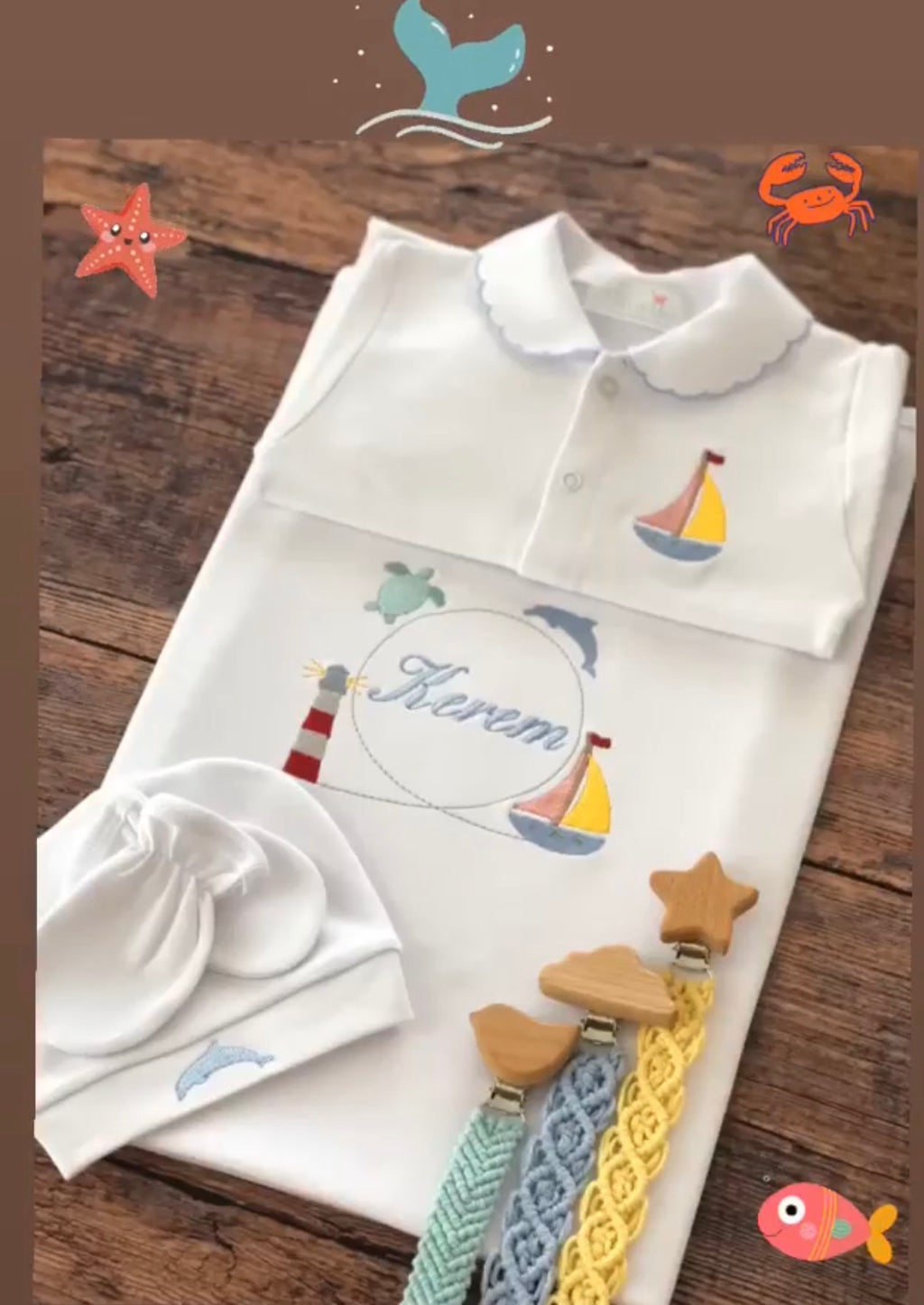 Yelkenli Deniz Serisi Hastane Çıkış Seti