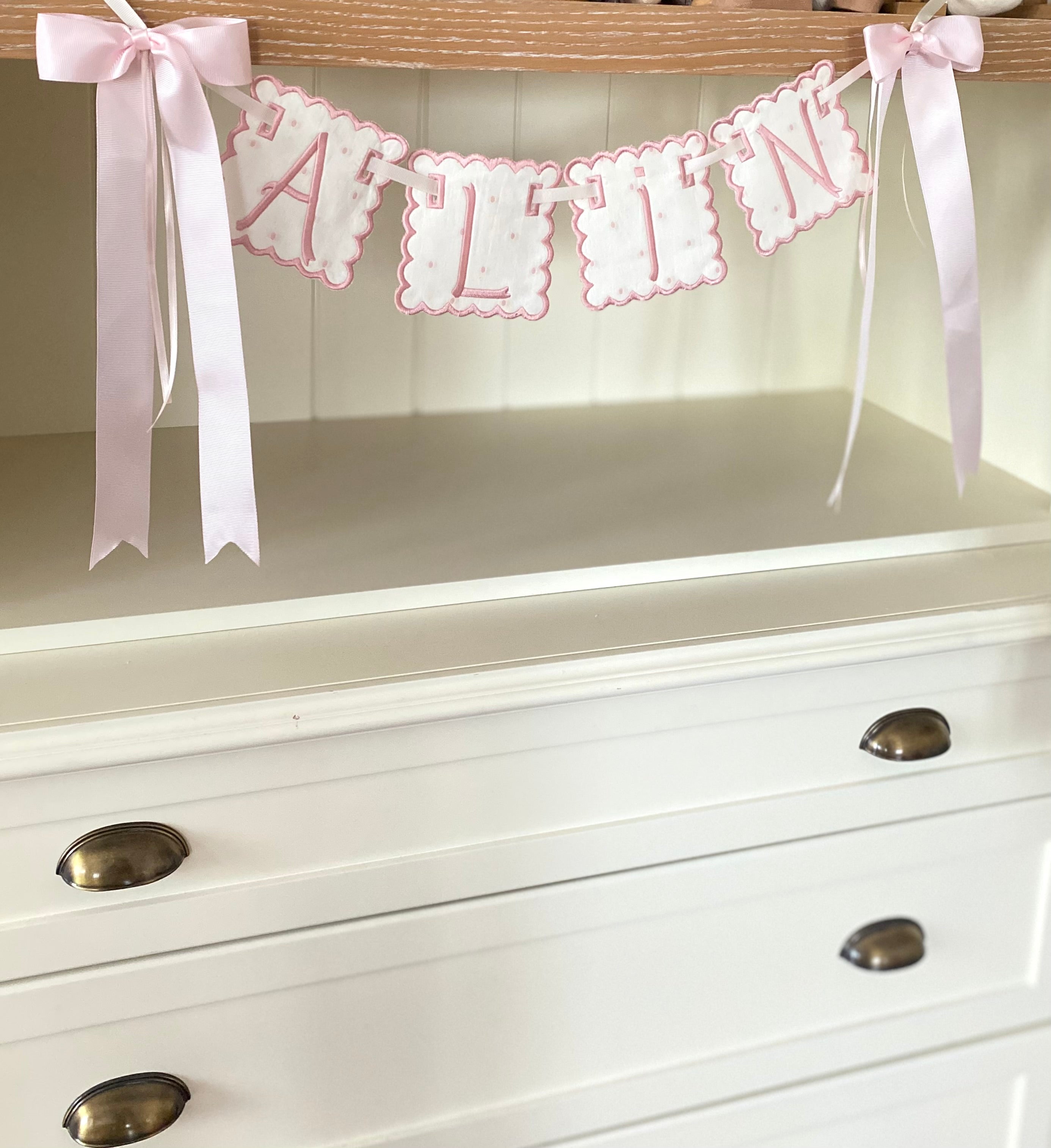 Personalized Machine Embroidered Baby Banner | Pennant | Door Decoration
