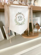 Kişiye Özel Keten Kurdele ve Harfli Bebek Banner / Kapı Süsü