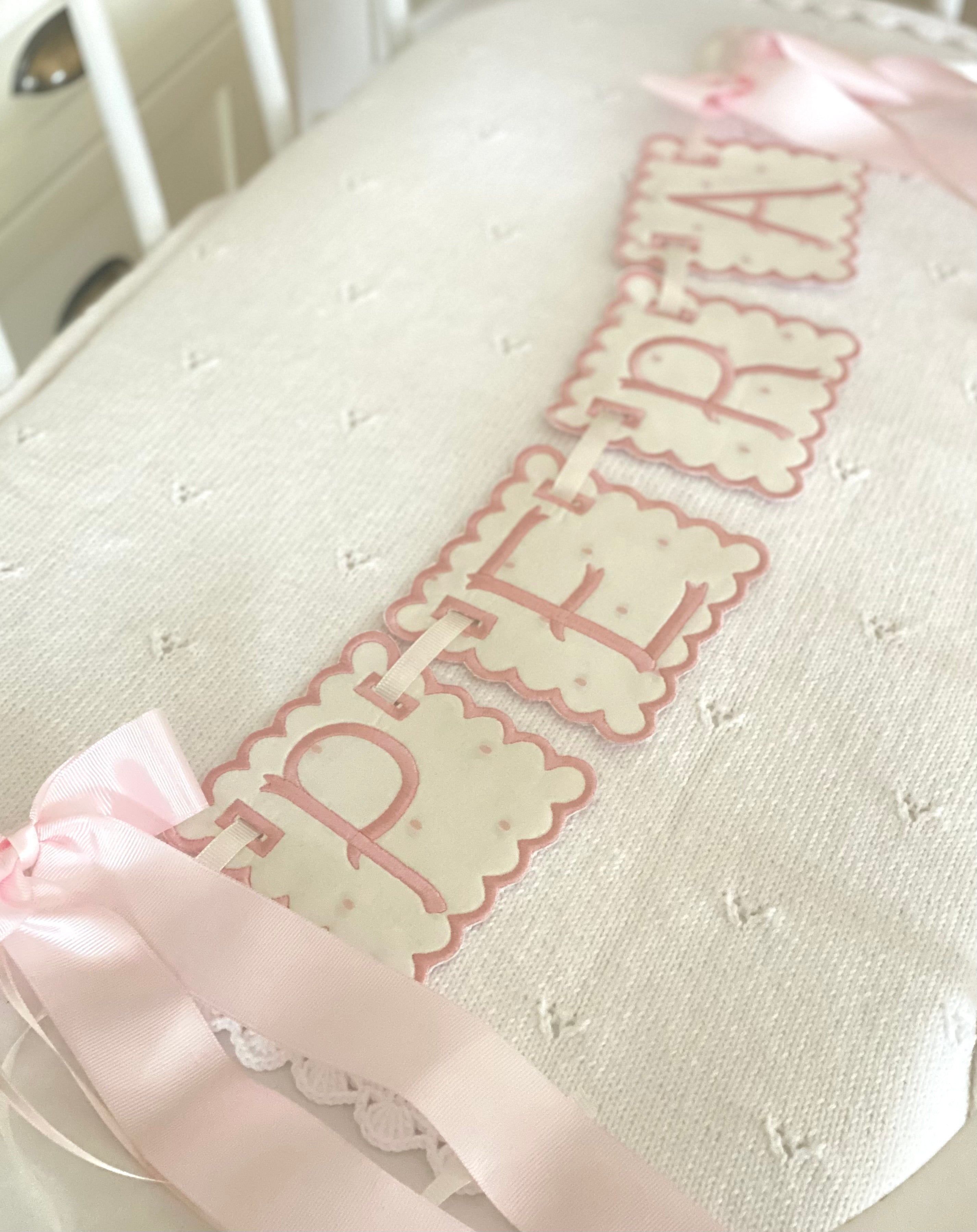 Personalized Machine Embroidered Baby Banner | Pennant | Door Decoration