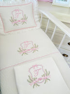 Hand Embroidered Name Blanket Set