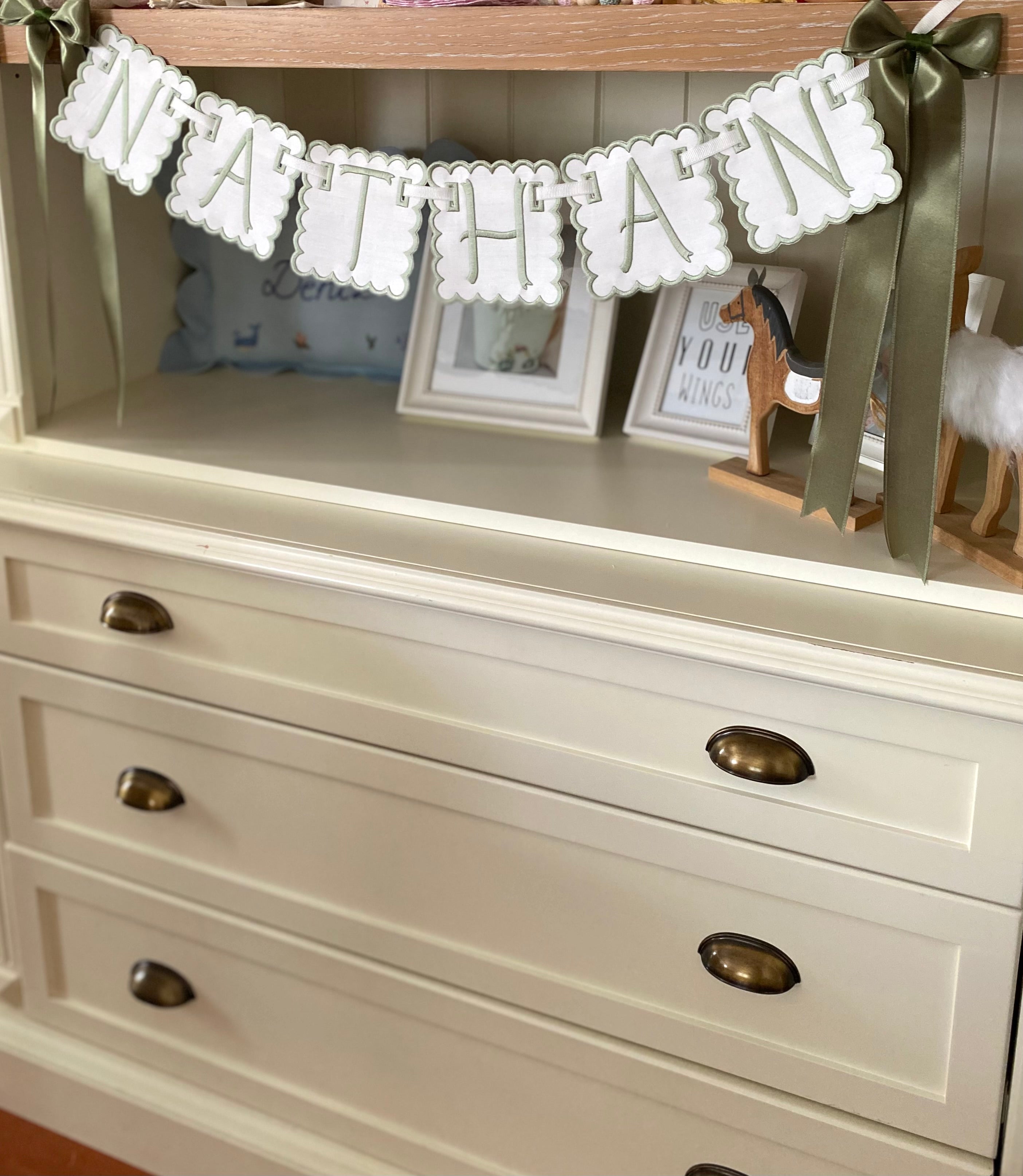 Personalized Machine Embroidered Baby Banner | Pennant | Door Decoration