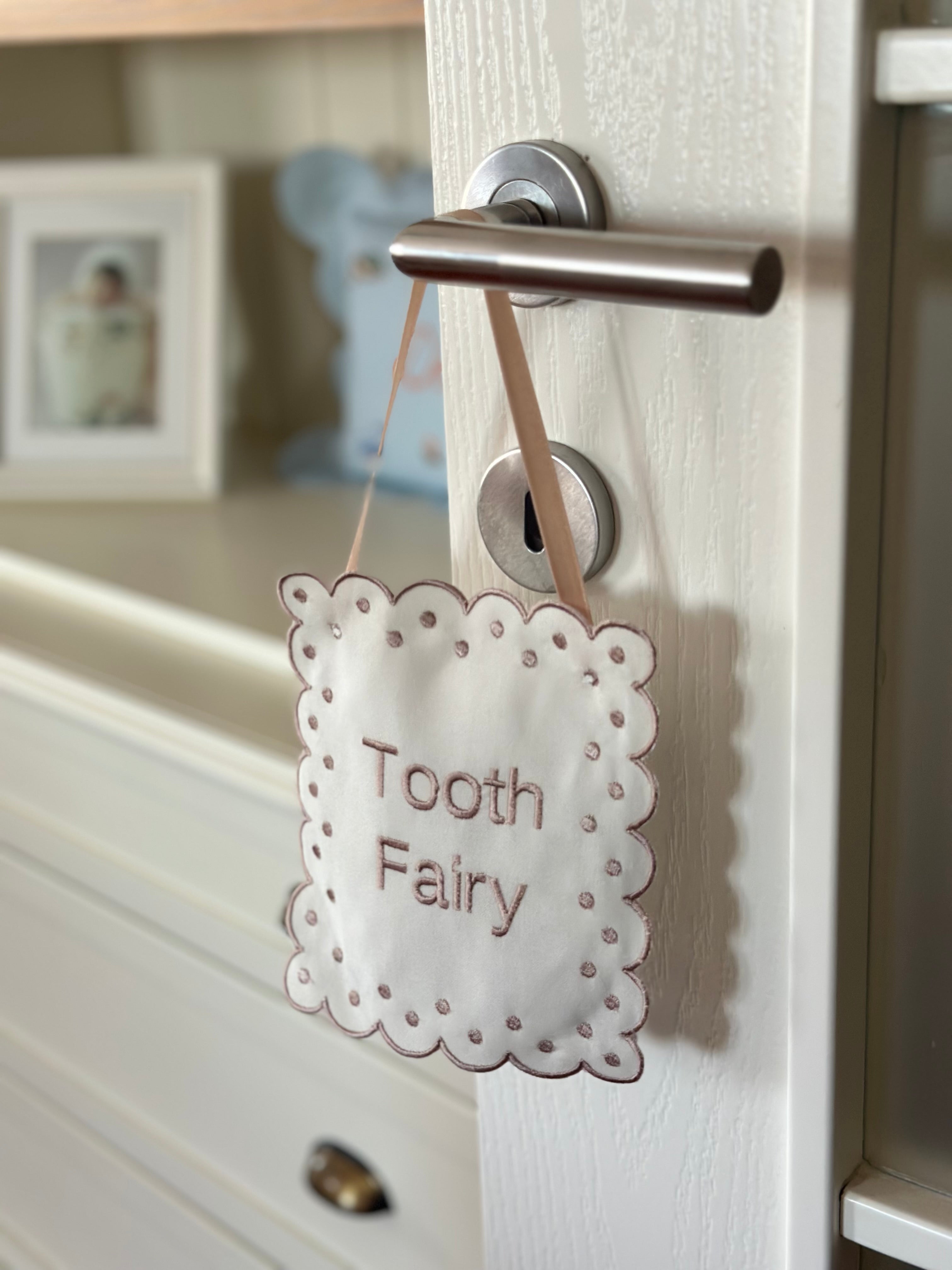 Personalized Linen Tooth Fairy Door Pillow | Tooth Fairy Pillow