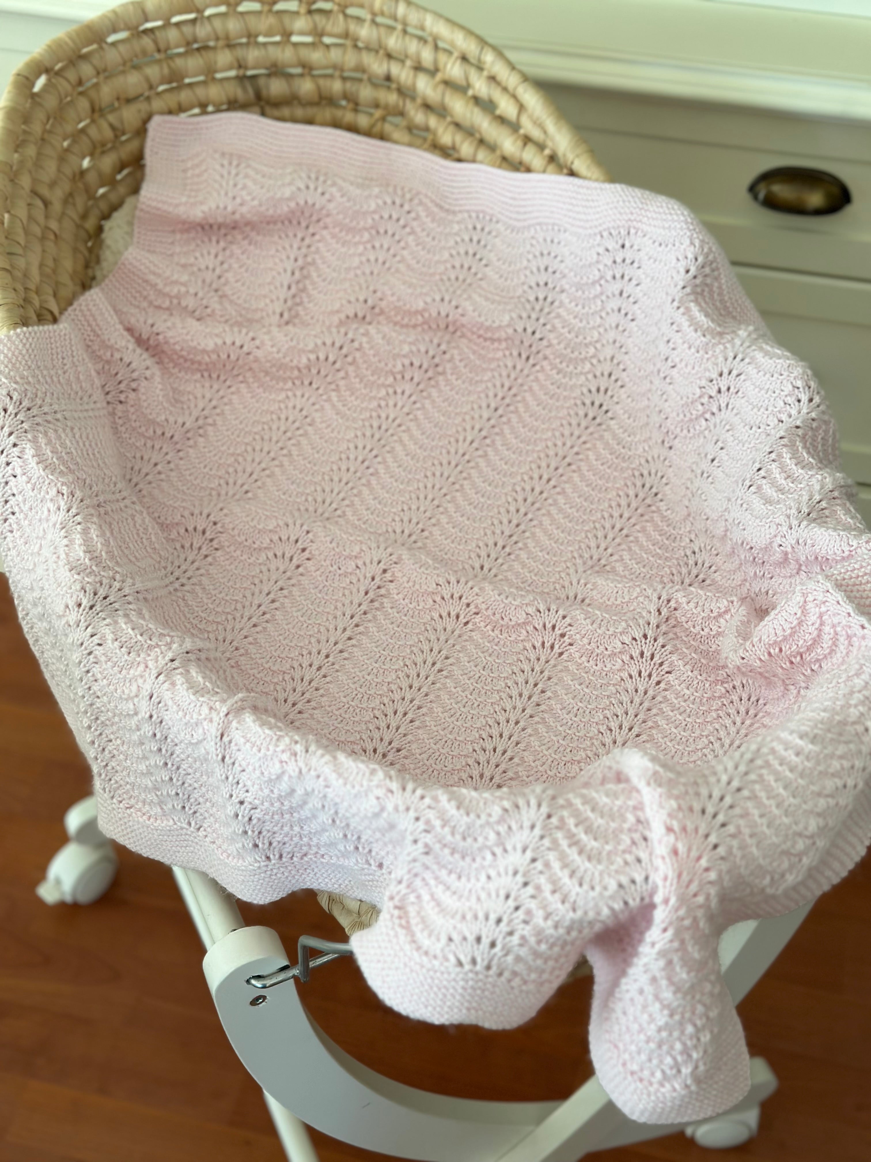 Hand Knitted Pink Baby Blanket