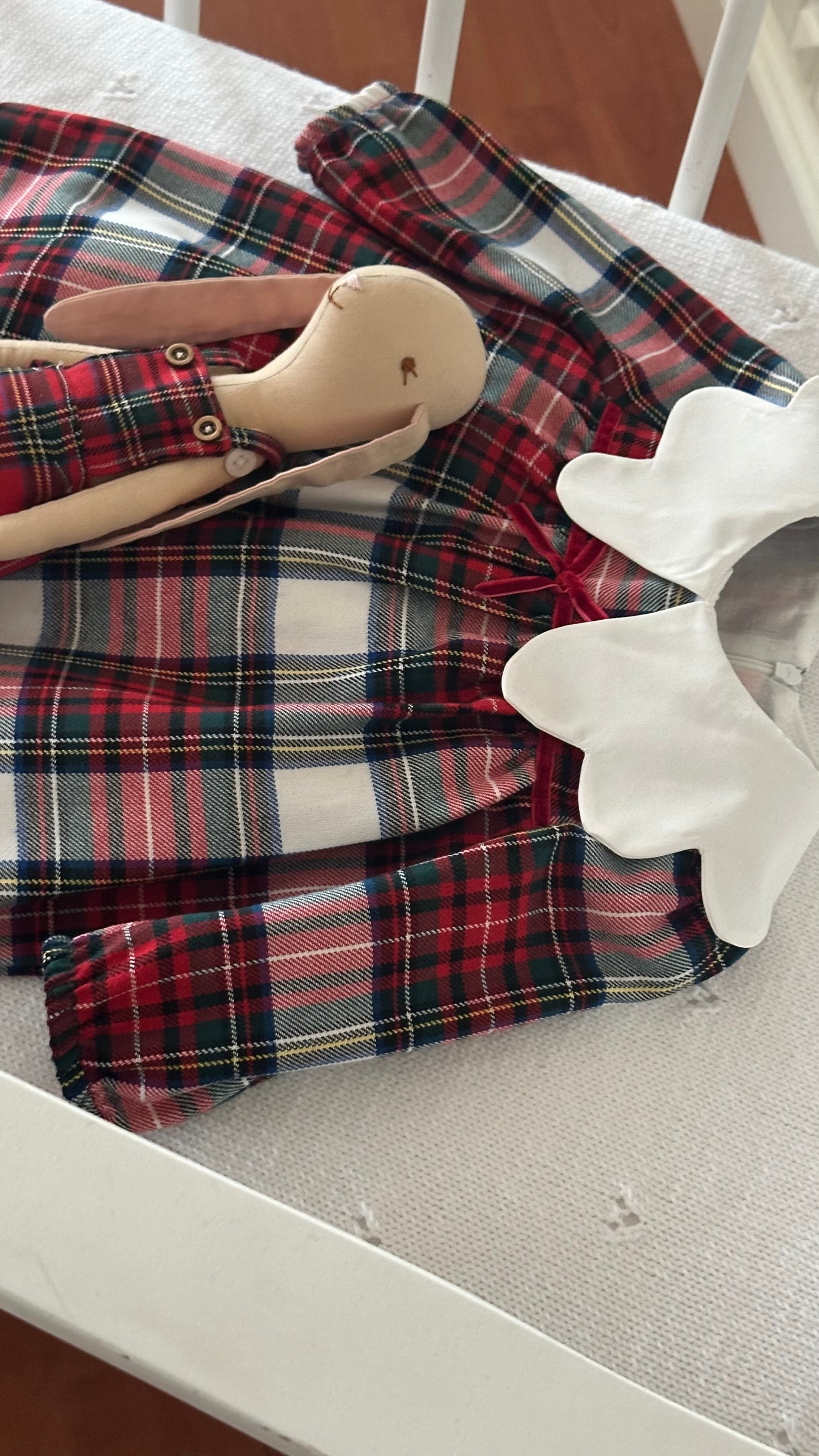 Lora– Red Plaid Baby Girl Dress | Elegant New Year's Dress with Baby Collar Detail 6-24 Months