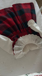 Mila– Red Plaid Baby Girl Dress | Elegant New Year's Dress with Scallop Collar Detail 6-24 Months