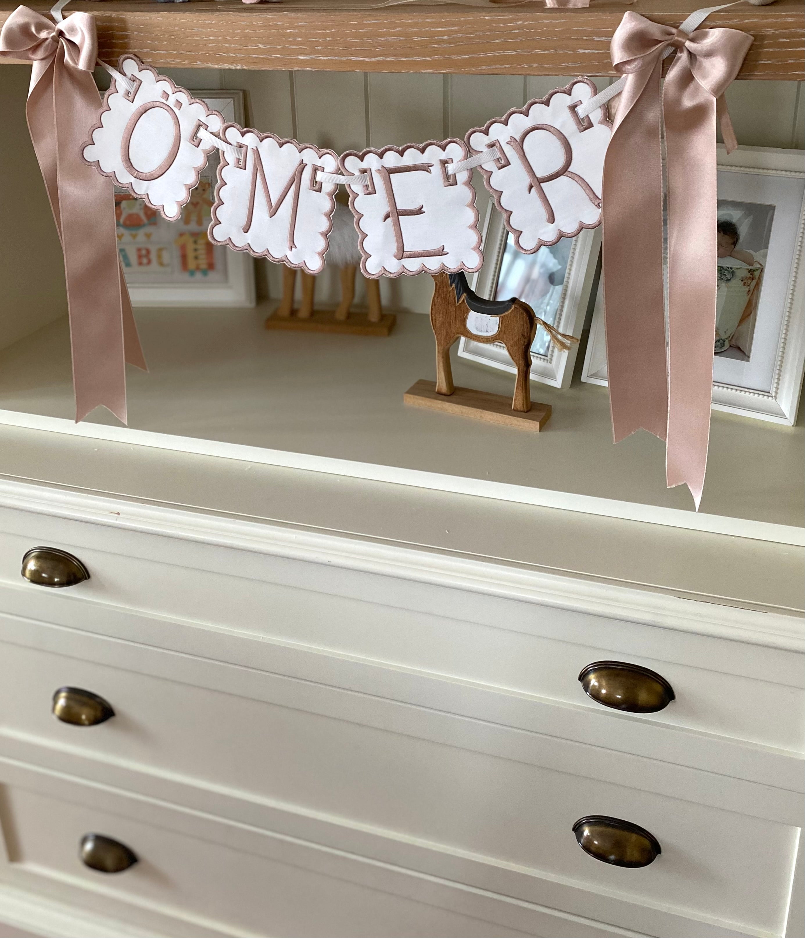 Personalized Machine Embroidered Baby Banner | Pennant | Door Decoration