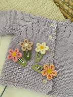 Örgü Papatya Çiçekli Bebek Saç Tokası