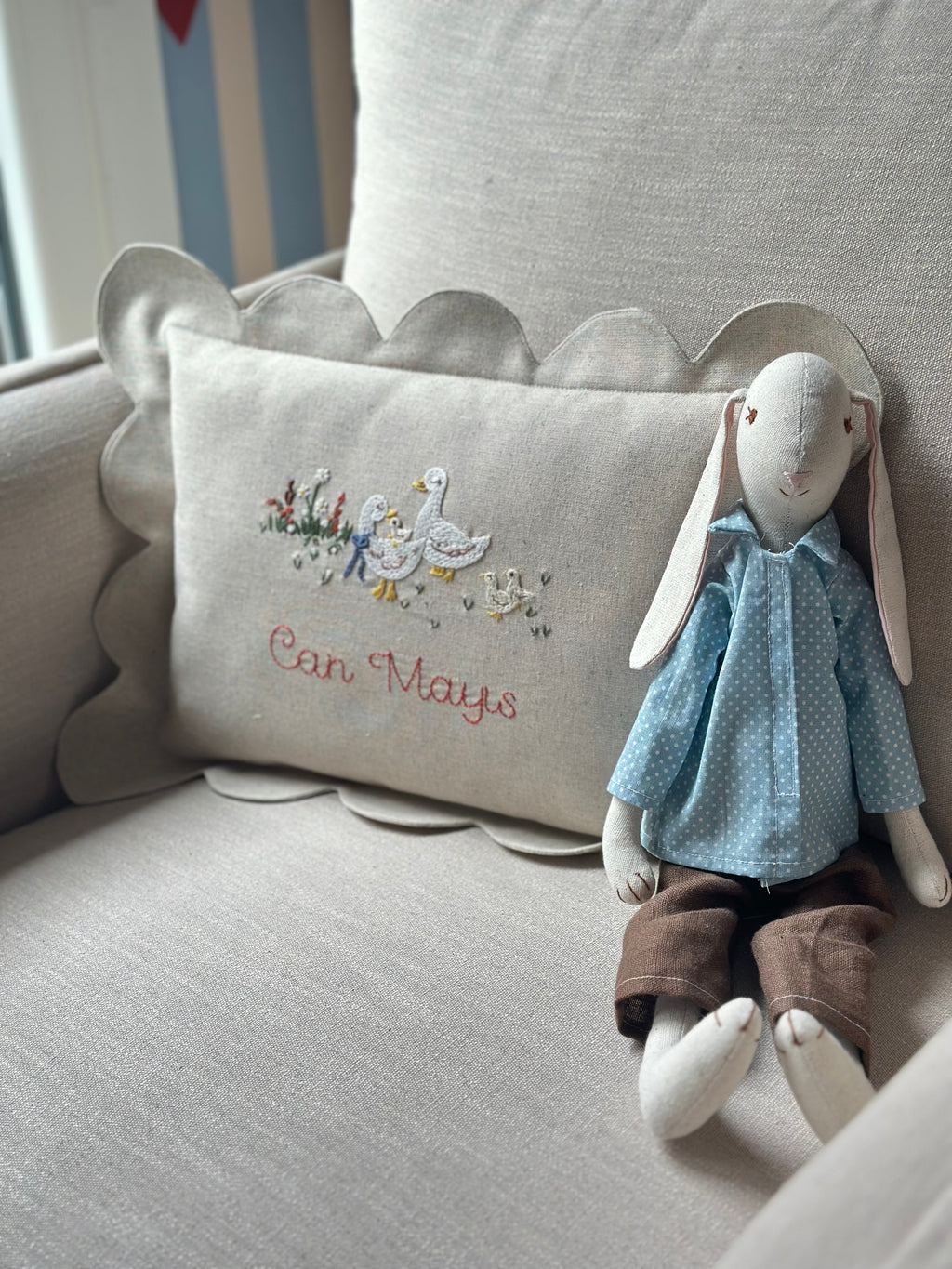 Duckling Keten Dilimli Bebek Yastığı