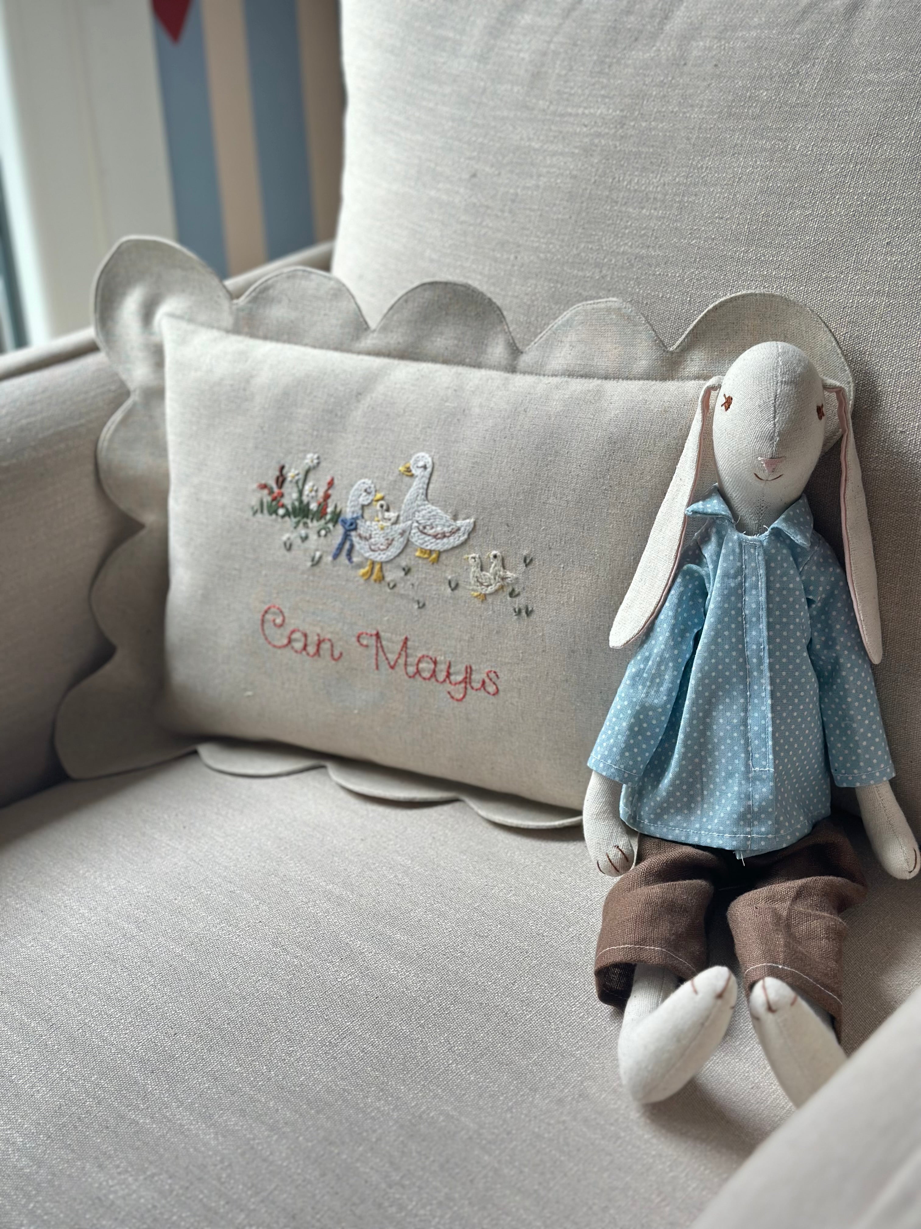 Duckling Keten Dilimli Bebek Yastığı