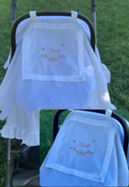 Keten Puset Örtüsü Fiyonklu Yeşil/Pembe