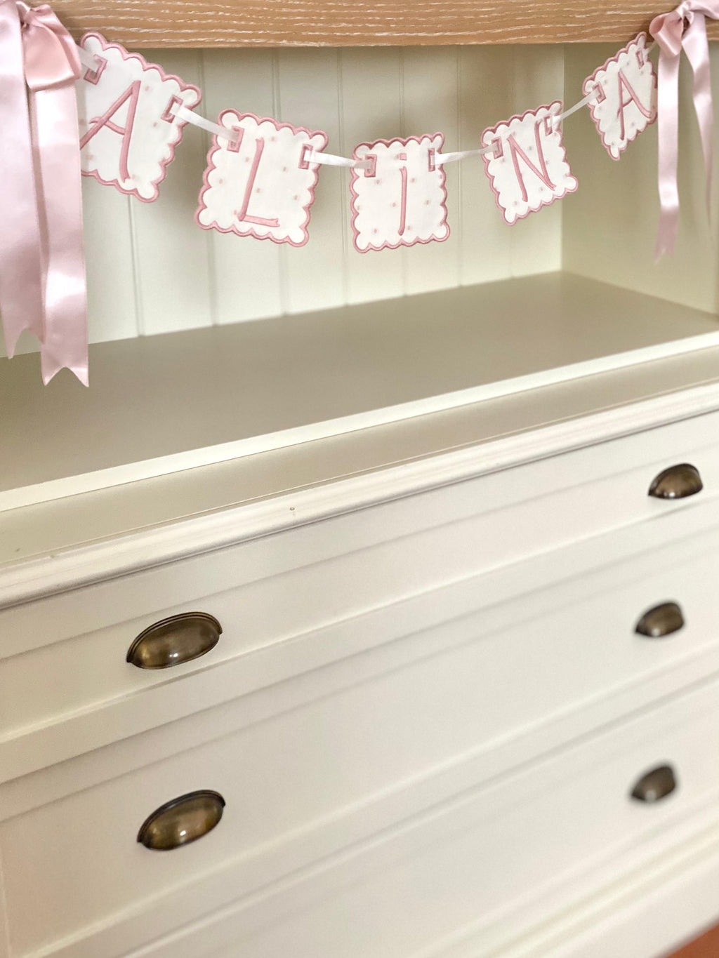 Personalized Machine Embroidered Baby Banner | Pennant | Door Decoration