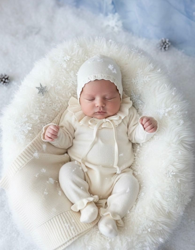 Pure 5 Parça Triko Yenidoğan Bebek Seti – Krem