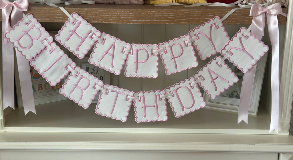 Personalized Machine Embroidered Baby Banner | Pennant | Door Decoration