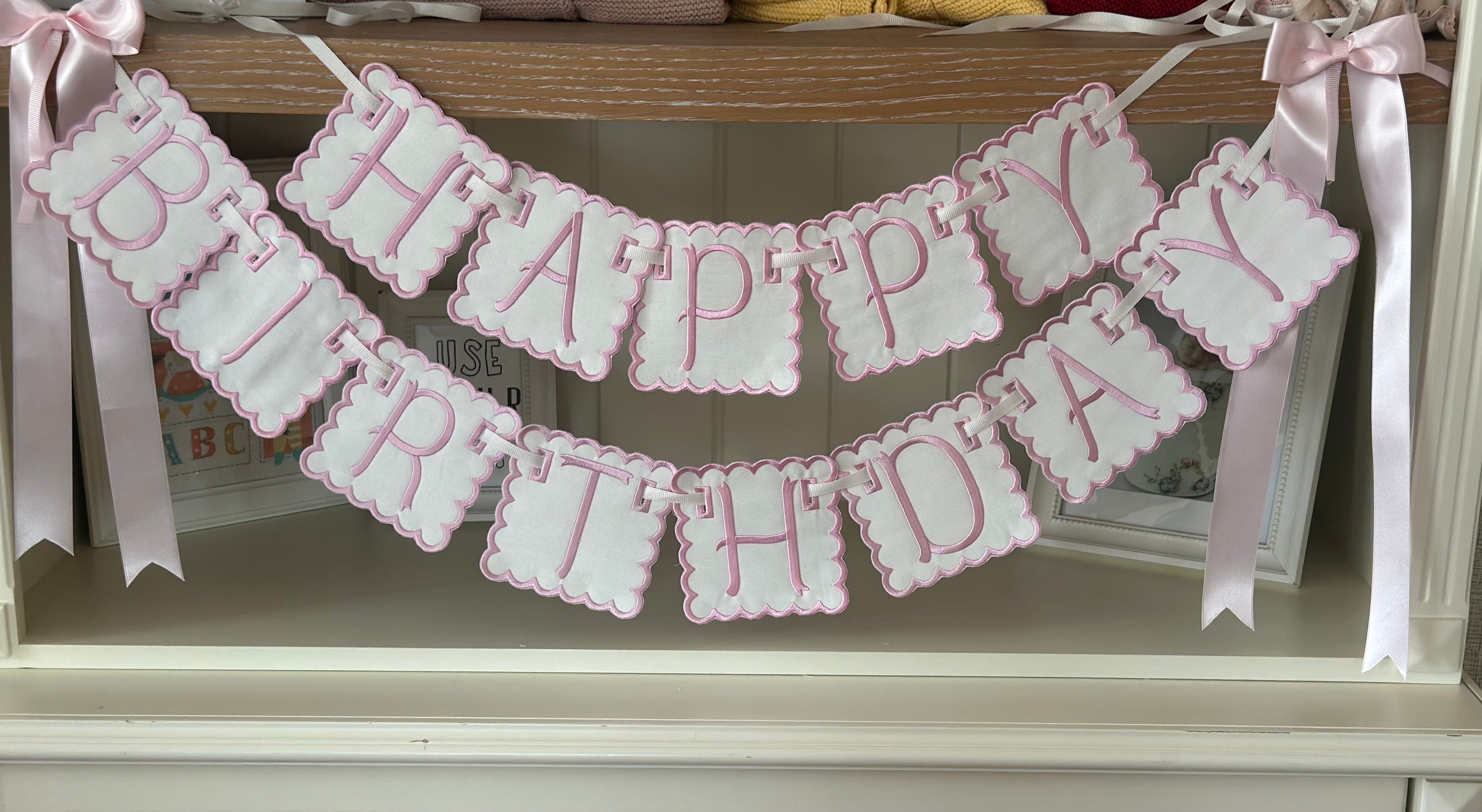Personalized Machine Embroidered Baby Banner | Pennant | Door Decoration