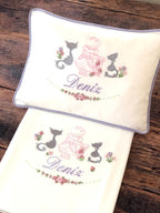 Cat Embroidered Decorative Baby Pillow