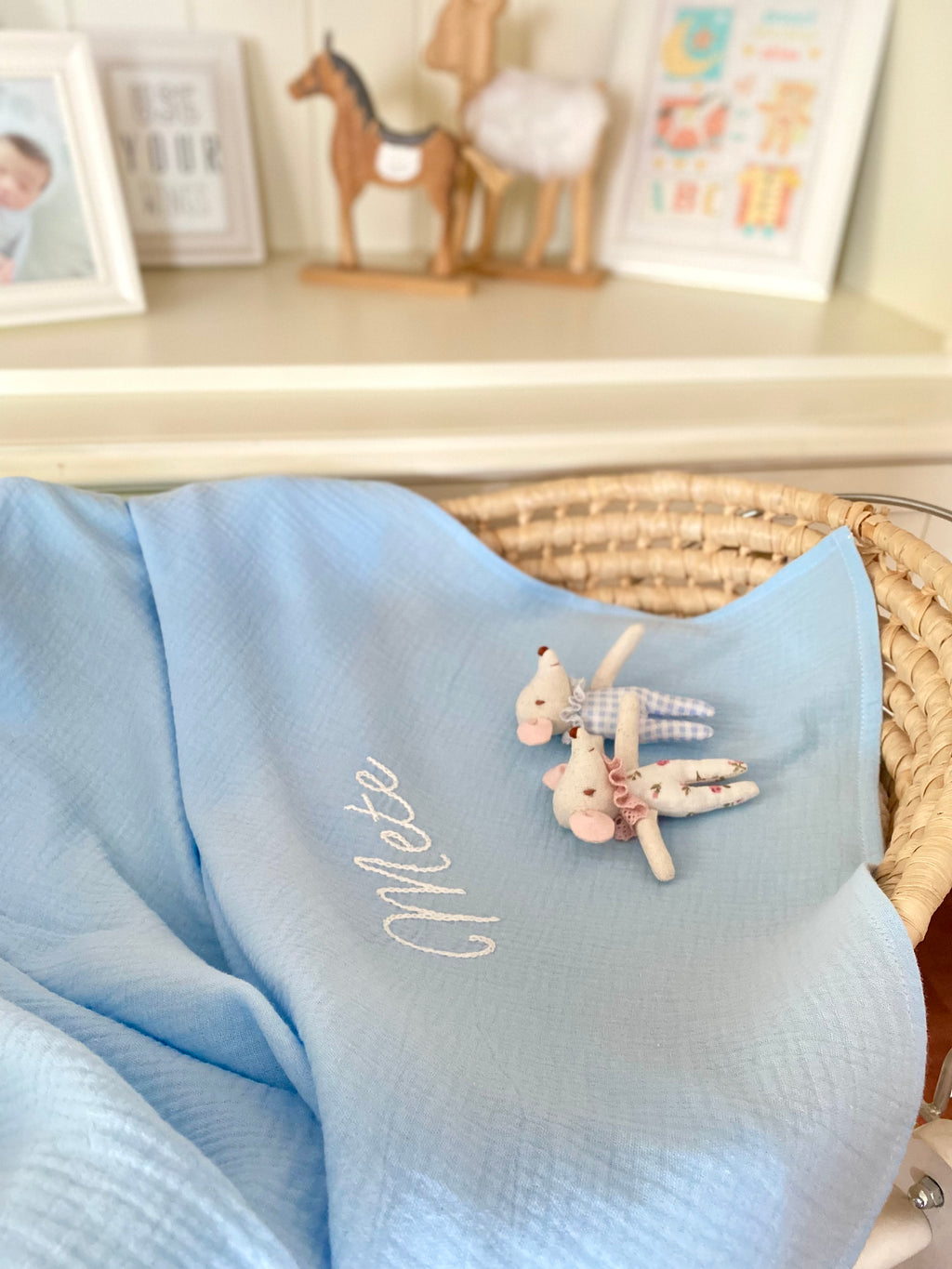 İsme Özel Müslin Battaniye Mavi