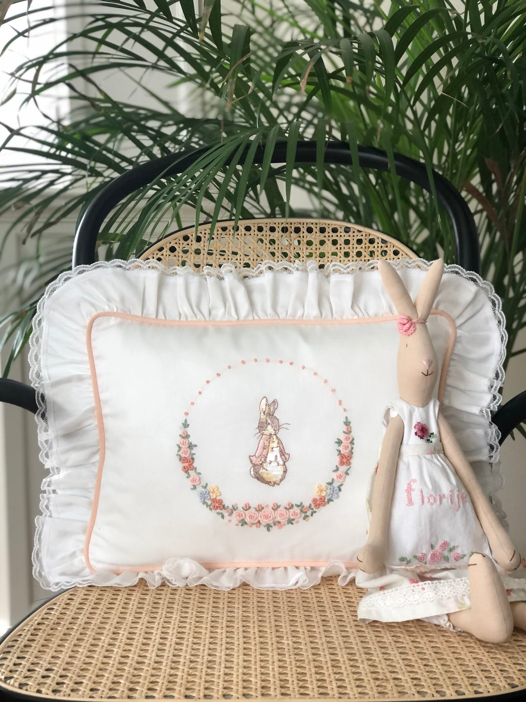 Floral Model Peter Rabbit Decorative Baby Pillow